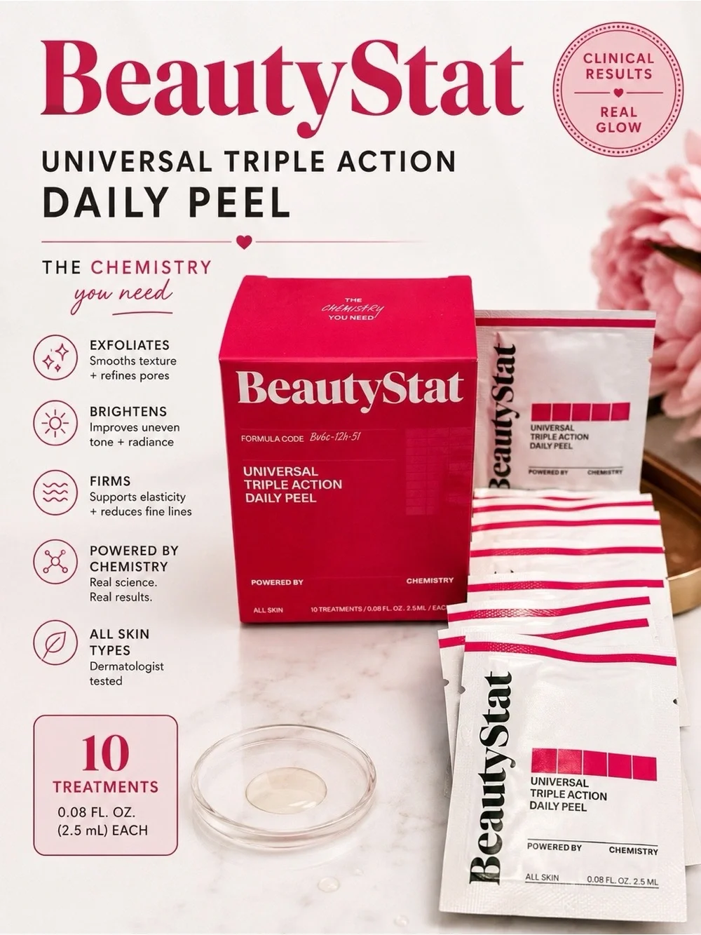 BeautyStat Universal Triple Action Daily Peel 10 Treatments AHA BHA Exfoliating
